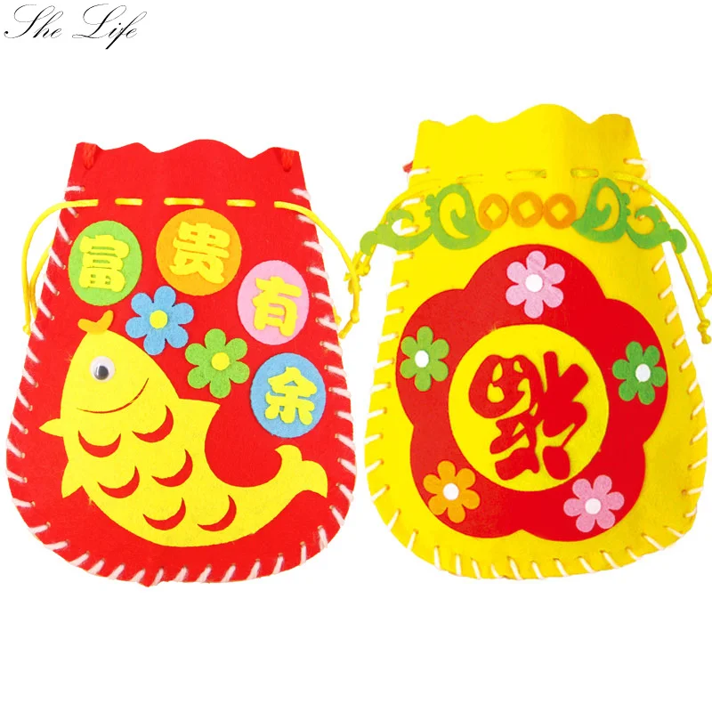 

DIY Non-Woven Lucky Bag Felt DIY Package Kindergarten Handmade Early Learning Crafts for Children