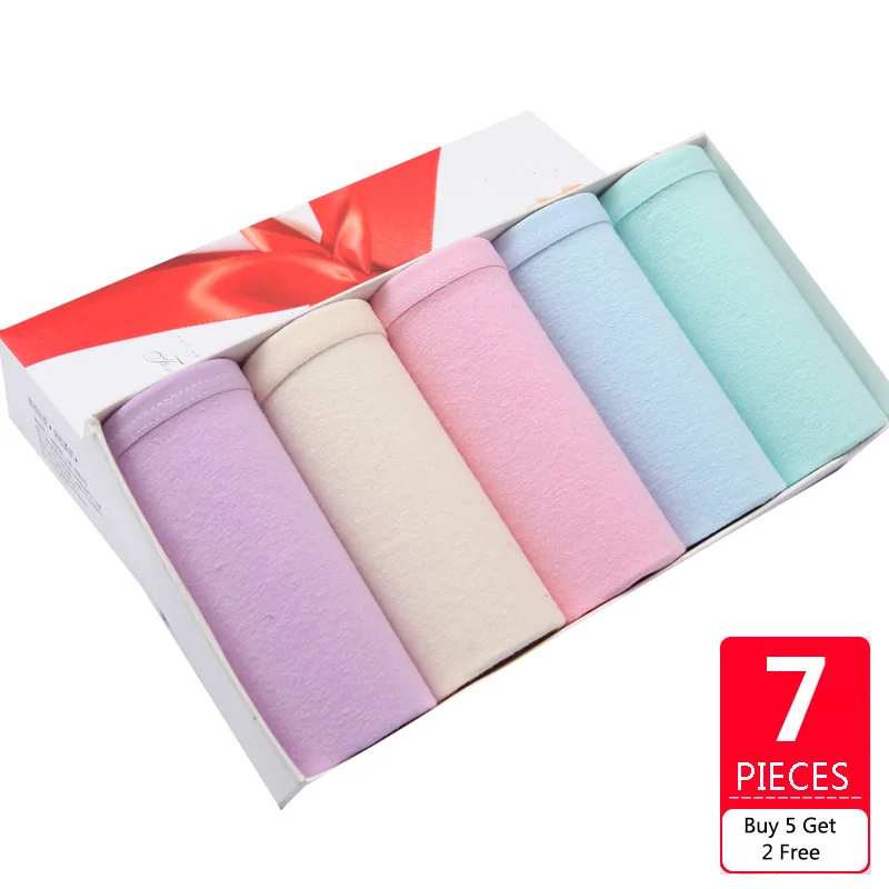

LANGSHA 7Pcs/lot Women Panties Soft Cotton Underwear Low Waist Comfort Sexy Girls Solid Panty Ladies Seamless Briefs Size XXL