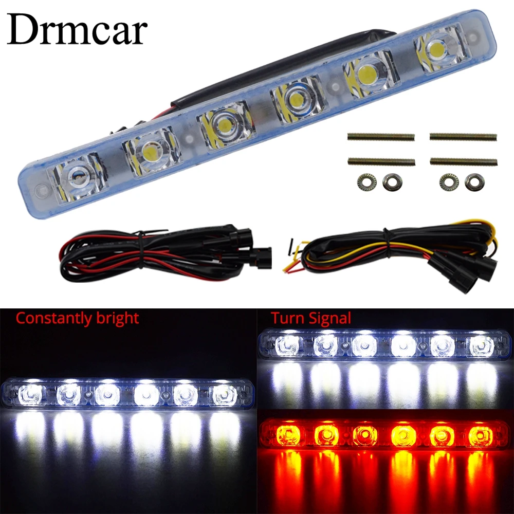 

Auto Durable Car Day time Running Light Silver Shell Shell 6LEDs Daylight Turn Light Head Driving Lamp Parking Fog Lights
