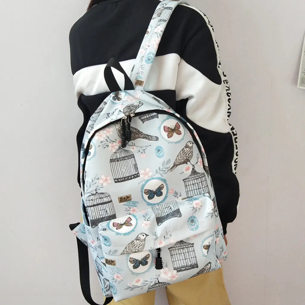 

2019 ISHOWTIENDA Brand new style Girl Nylon Print Backpack Waterproof Campus Student Lightweight Schoolbag high quality sales