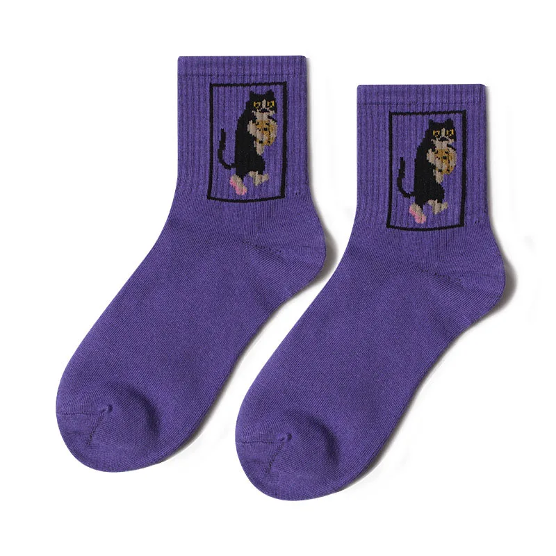 Высококачественные милые элегантные милые хлопковые женские носки в стиле Харадзюку С героями мультфильмов повседневные короткие носки с животными - Цвет: 20