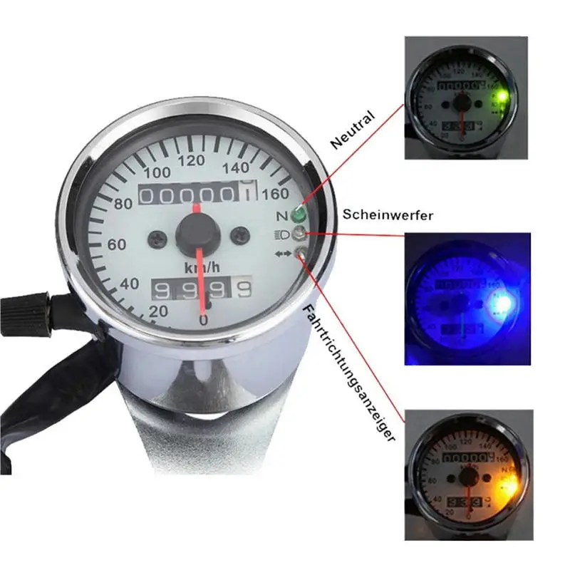 DC 12 V изменение мотоцикл Скорость ometer одометр мотоцикла Gauge ATV велосипед, скутер с подсветкой двойной Скорость метр светодиодный индикатор