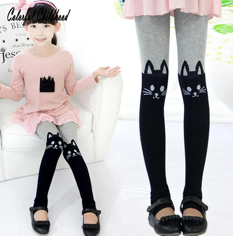 

Toddler Girls Leggings Cute Cat Colorful Cotton Warm Baby Girl Leggings Kids pants Children's Clothing for Autumn Spring
