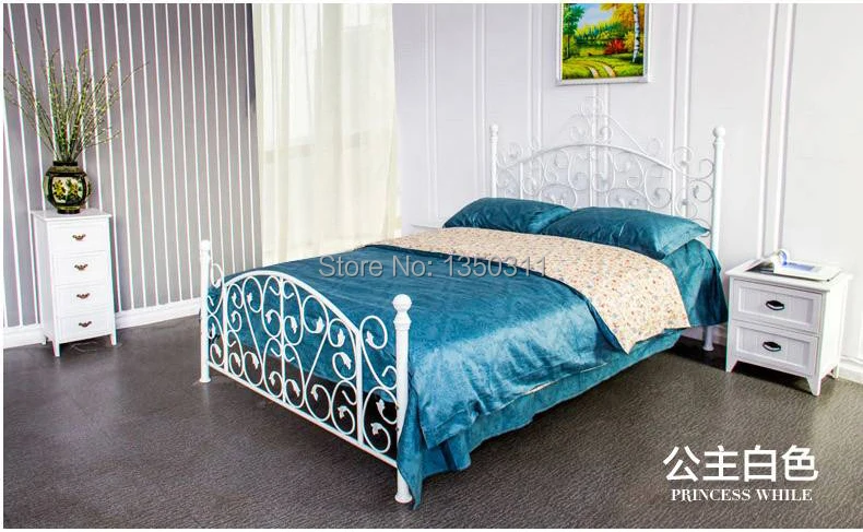 Noble iron double single bed 1.5 meters 1.8 European pastoral student bed iron bed princess bed rack Noble iron double single bed 1.5 meters 1.8 European pastoral student bed iron bed princess bed rack