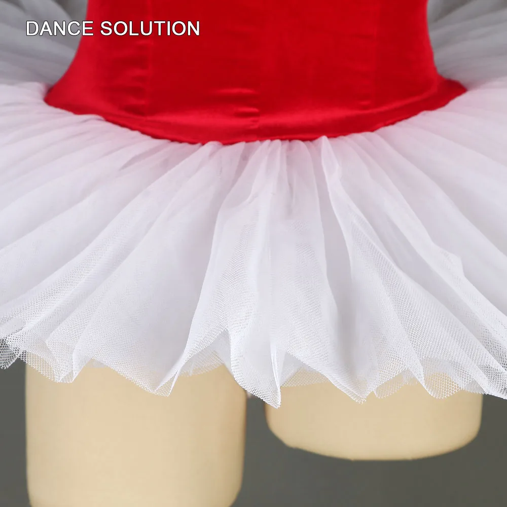 Top selling adult girls ballet dance tutu performance costumes red velvet bodice with white pleated tutu ballerina dress BLL128