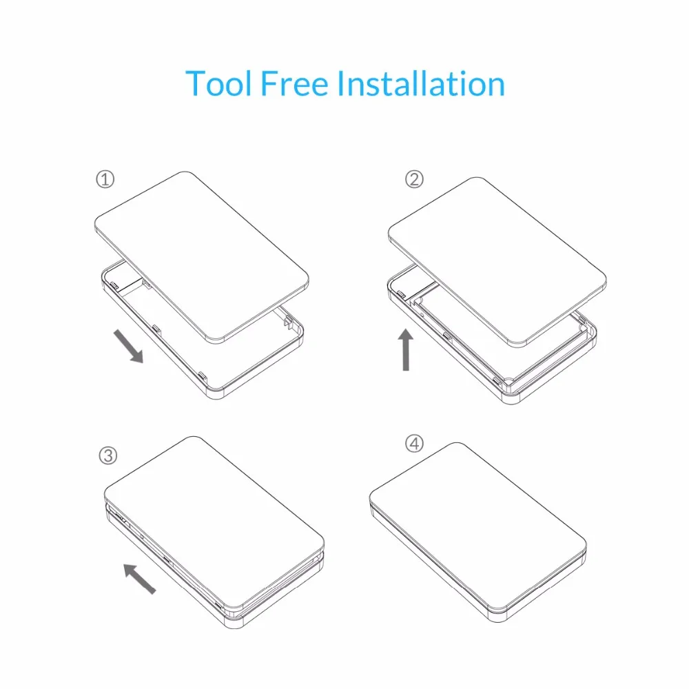 ORICO, 2,5 дюймов, корпус для жесткого диска SATA 3,0-USB 3,0, жесткий диск SSD, внешний чехол для хранения, коробка с поддержкой 2 ТБ UASP, чехол для жесткого диска без инструментов