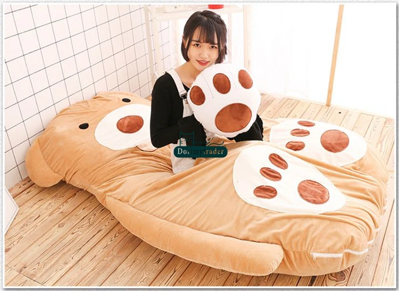 Dorimytrader 180cm x 120cm pop cuddly cartoon smiling bear plush beanbag soft bed tatami sleeping bag sofa mattress carpet gift decoration DY61834(15)
