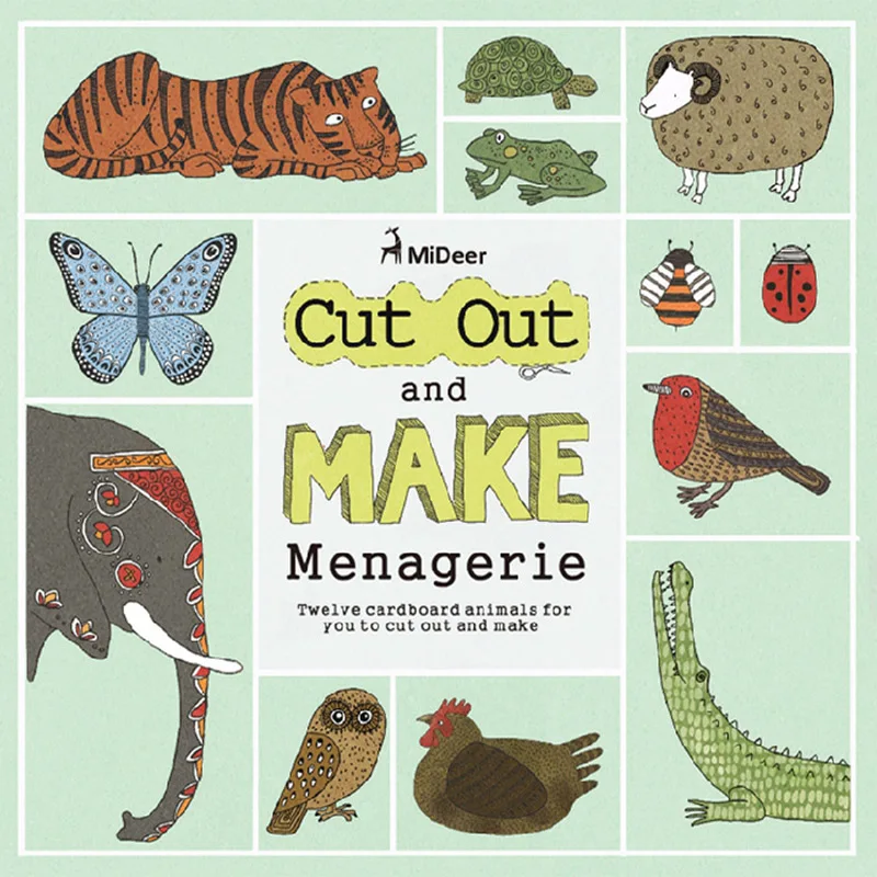 

12 pcs Kids Cartoon 3D Card Model DIY Craft Toy Baby Animals Paper Folding Model Cut out Make Menagerie Paper Craft Toy Gift