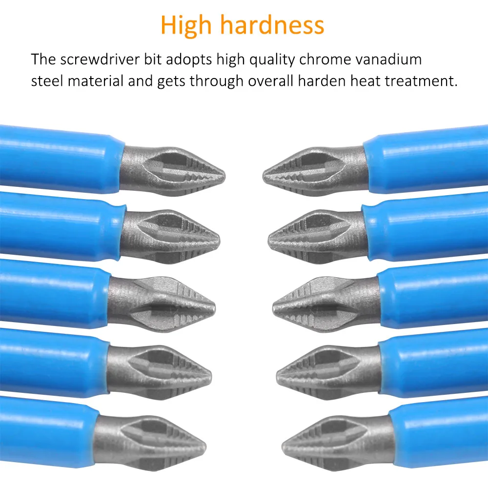 10 шт. PH1 PH2 PH3 Отвертка Набор бит шестигранный, магнитный Противоскользящий Phillips Электрический 50 мм аксессуары для электроинструмента
