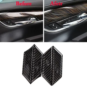 

Car Door Handle Bowl Cover Trim Decor Real Carbon Fiber For Cadillac XT5 2015-2018