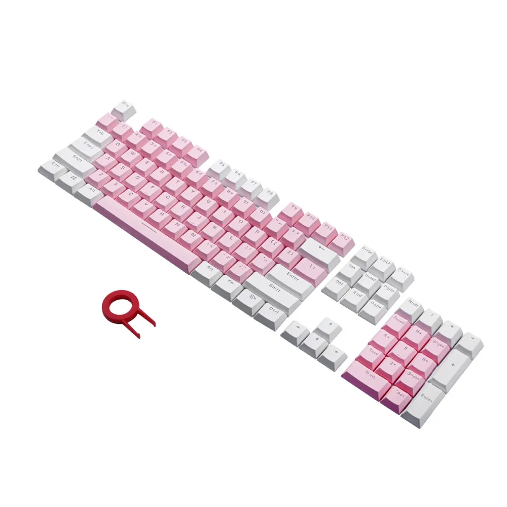 Двойная инъекция 104 клавиш PBT Keycaps розовый белый цвет Keycaps для механической клавиатуры