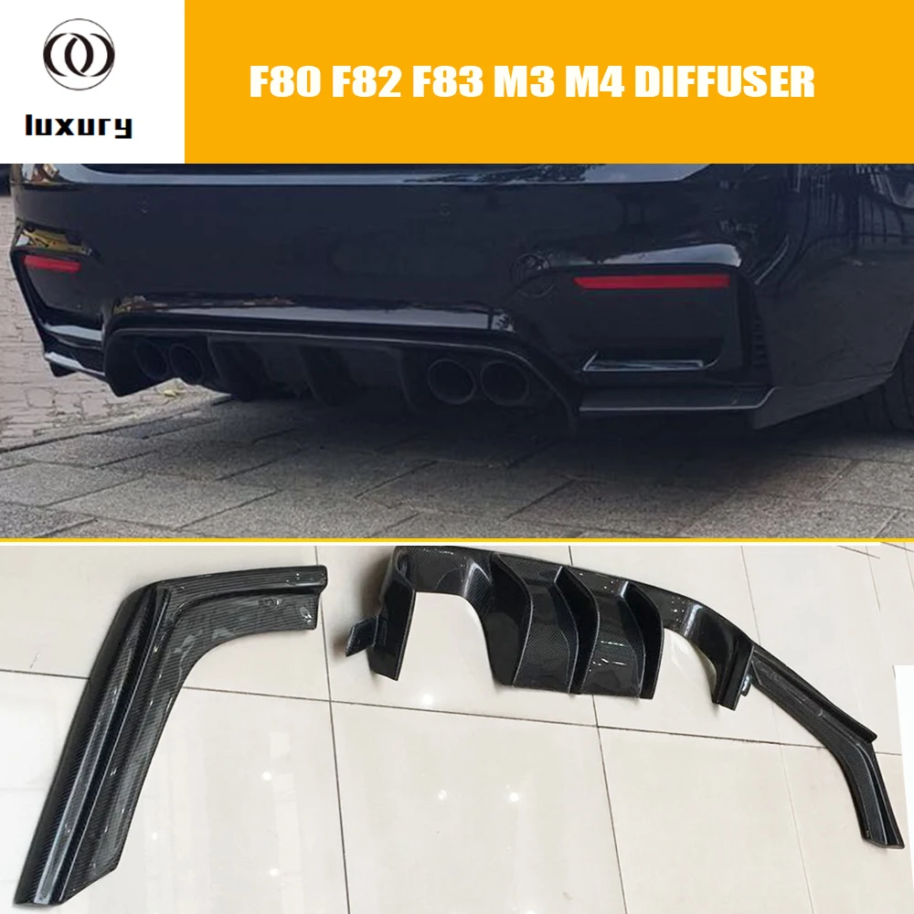 

M4 Carbon Fiber Rear Bumper Diffuser Protecter with Side Splitter for BMW F80 M3 F82 M4 Coupe F83 M4 Convertible 12 - 18