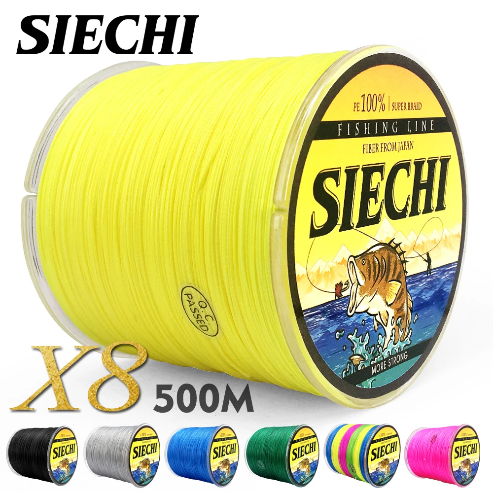 SIECHI PE Braided Fishing Line Multifilament 500M 8 Strands Cord Carp Fishing Lines For Saltwater 20 30 40 50 60 60 80LB