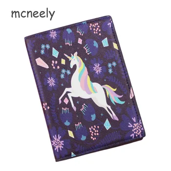 

Mcneely Fashion Unicorn Men Women Travel Leather Passport Holder Card Case Protector Cover Navy Blue Wallet Bags Passport Cover