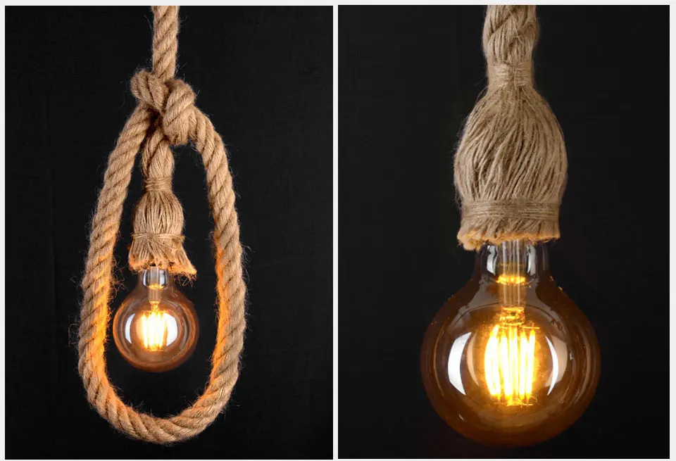 Retro Hemp Rope Pendant Lamp Vintage E27 Lamp Base Pendant Lamp Socket Chandelier Hanging Modern Industrial Decor for Cafe (13)