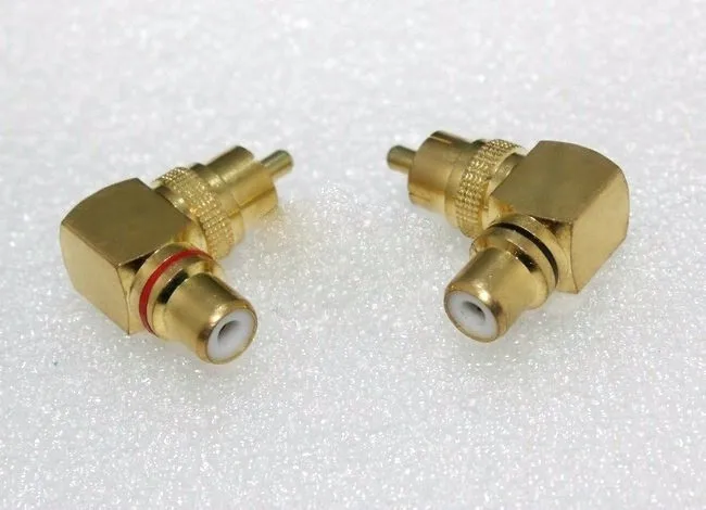 

Gold plated Brass RCA right angle connector plug adapters male to female 90 degree