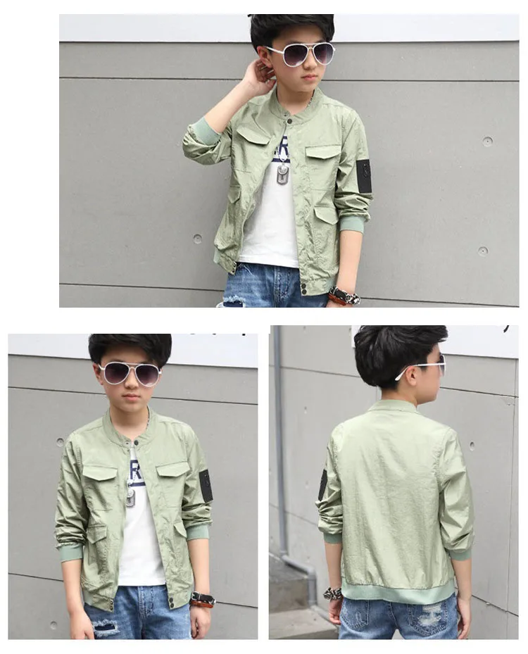 Teenage Boys Outerwear Coat Children's Wear New 2018 Spring and Summer Little Boys Fashion Solid Jackets For Kids Tops Clothing (11)