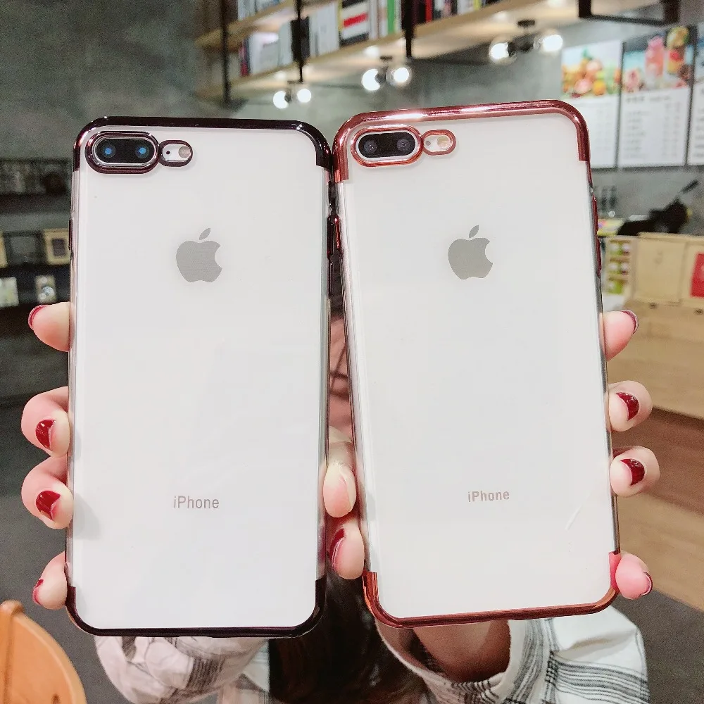 

FastDeng Slim transparent plating phone case for iPhone 6s 7 8 Plus case Clear soft TPU Back Cover for iPhone X XS XR XSMax case