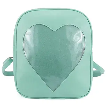 

Clear Candy Backpacks Transparent Love Heart School Bags for Teen Girls Kids Purse Bag(Green)