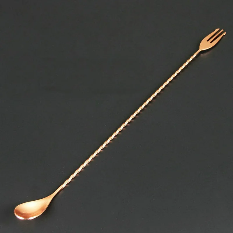 30CM Cooper Bar Spoon plated rose gold bar reverse fork spoon mixing