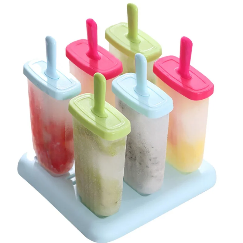 

6Pcs Ice Cream Popsicle Molds Cooking Tools Rectangle Shaped Reusable DIY Frozen Ice Cream Pop Baking Moulds