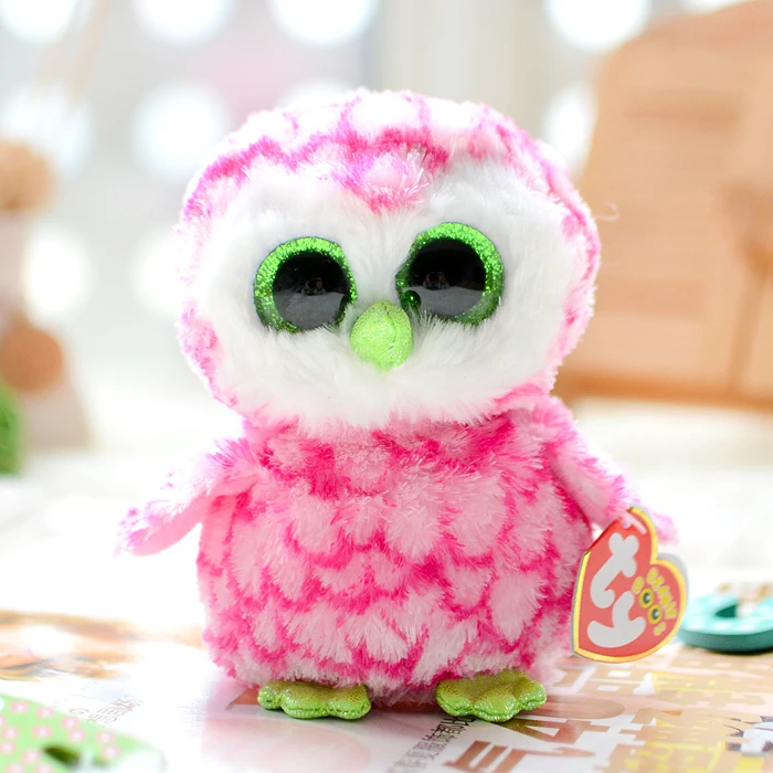 

Ty Beanie Boos Kids Plush Toys Big Eyes Colorful Owl Lovely Children's Gifts Kawaii Pink Stuffed Animals Dolls Christmas Present