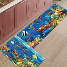 Мультяшный подводный мир, клоун, рыбный коралловый риф, рыба, морские коврики для входа, аксессуары для ванной комнаты, набор грязи