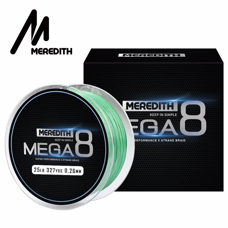 ميريديث Mega8 خيط صنارة الصيد 300 M 8 حبلا ينسج صنارة صيد بولي ايثيلين مجدول حبل المتعددة الشعيرات 10LB 15LB 20LB 25LB 30LB 40LB 50LB