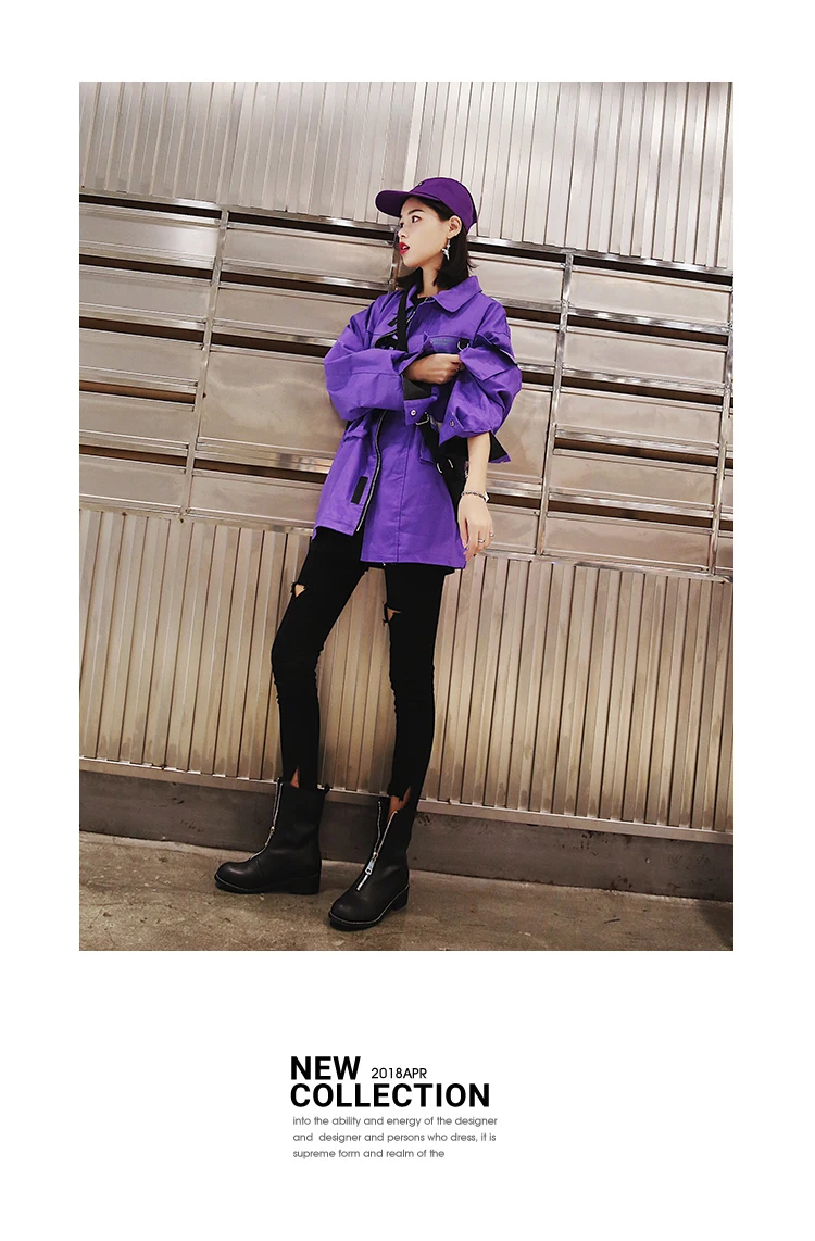 Женское пальто фиолетового цвета с отложным воротником на весну и осень, женская модная куртка Harajuku с буквенным принтом, пальто с длинным рукавом большого размера Q864