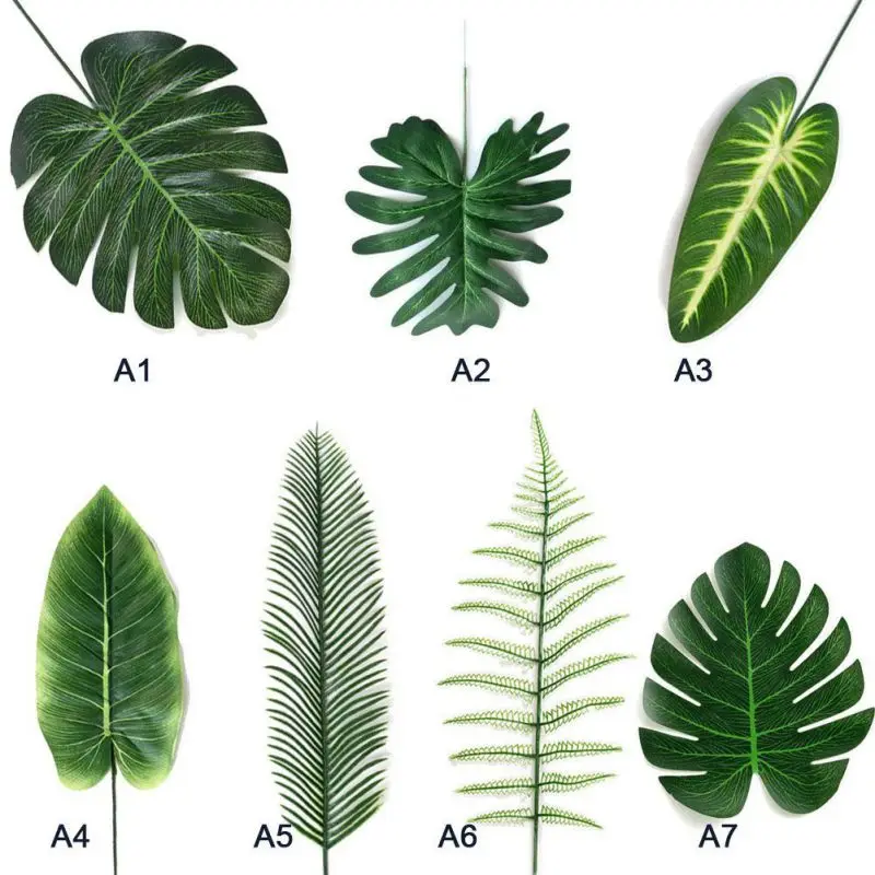 

Artificial Fake Palm Leaves Leaf-shaped Green Plants Wedding 1 Piece DIY Cheap Flowers Arrangement Plant Leaf Artificial
