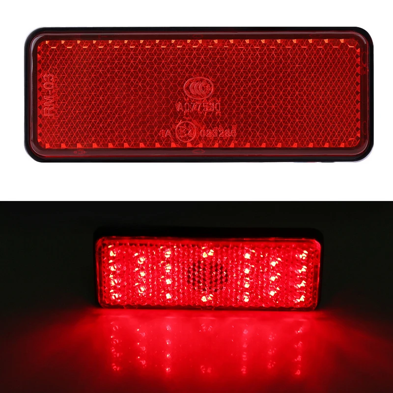 Treyues 1pc Motorcycle Truck ATV Red 24LED Rectangle Reflector Tail Brake Stop Light 2.4W 2.3A For Scooters ATVs Moped Bicycles