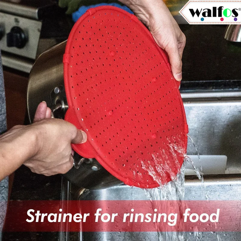 Details about   WALFOS 3 In 1 Pot Splatter Screen Guard Kitchen Spill Strainer Trivet Pot Lid 