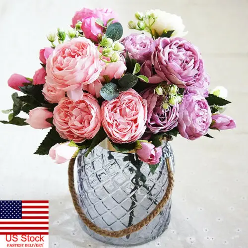 

1Bouquet Artificial Fake Peony SilkFlower Bridal Hydrangea Wedding Party Dйcor Beautiful Colorful Rose Flowers Decoration