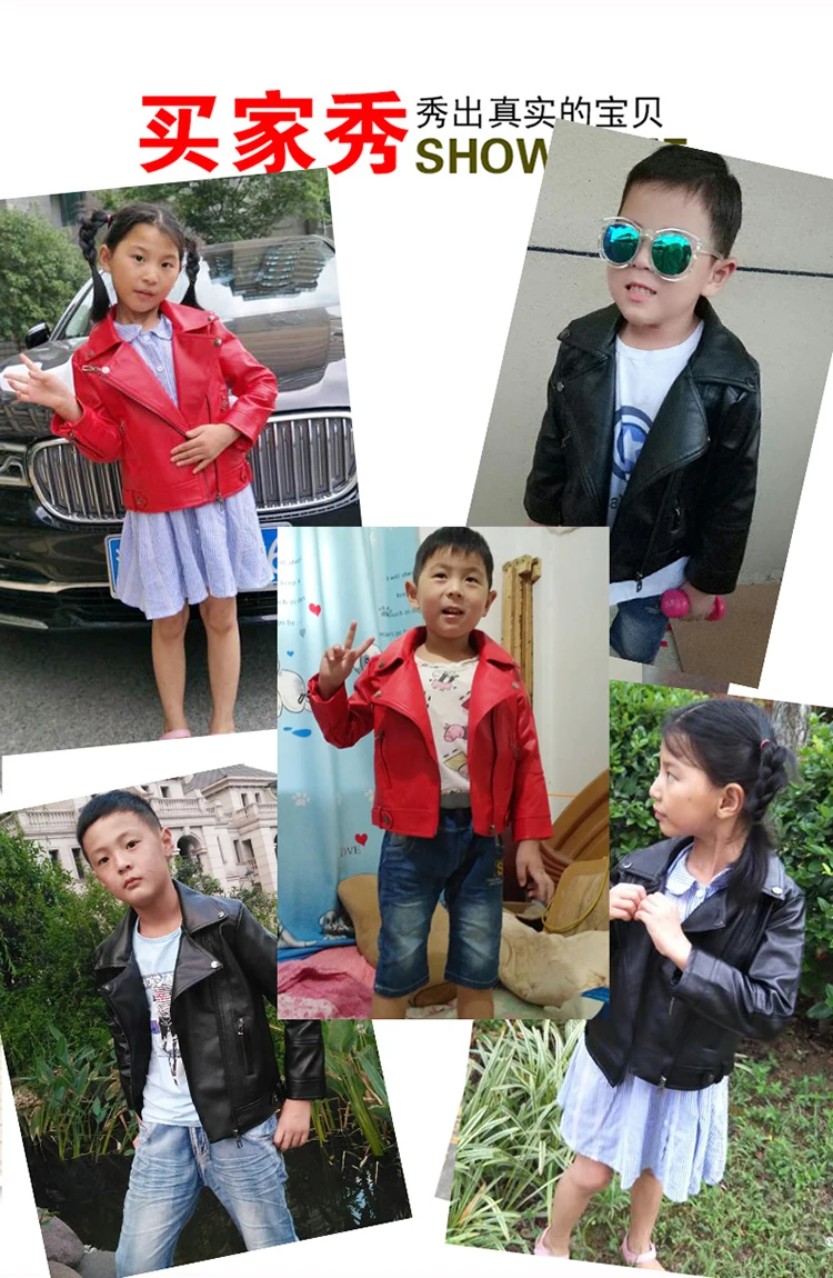 Baby Boys Leather Jacket Kids Girls And Coats Spring Kids Leather Jackets Boys Casual Black Solid Outerwear for Girls Teenages