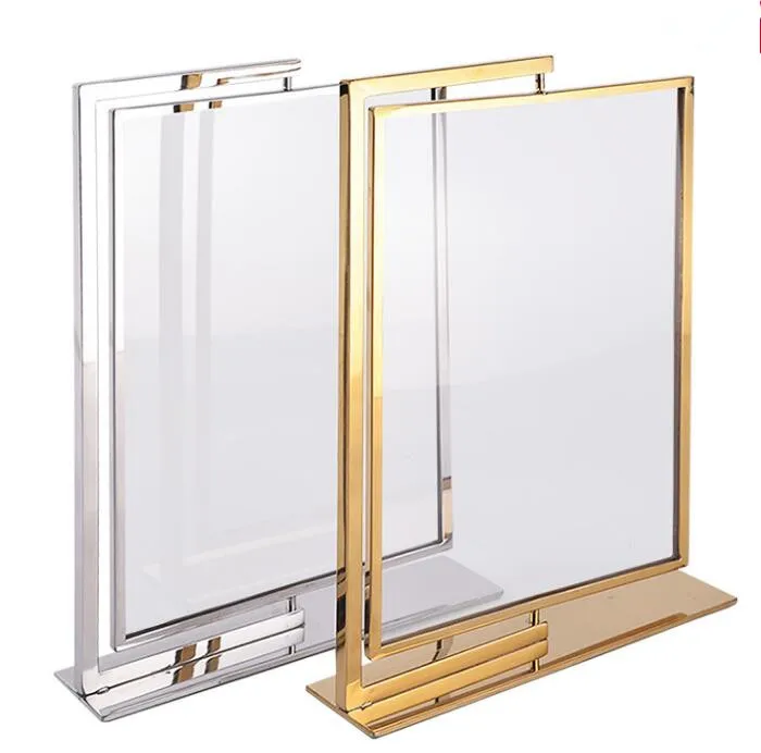 

Free shipping 360 degree Rotation A4 Double-sided poster rack cafe table sign advertising promotion desk display stand rack