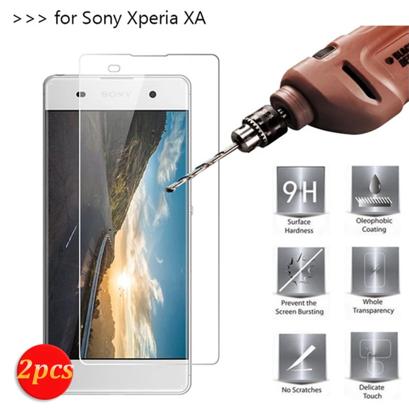 

2pcs 2.5d screen protector 9 h tempered glass anti-explosion for sony xperia xa f3111 f3113 f3115 protective film pelicula vidro