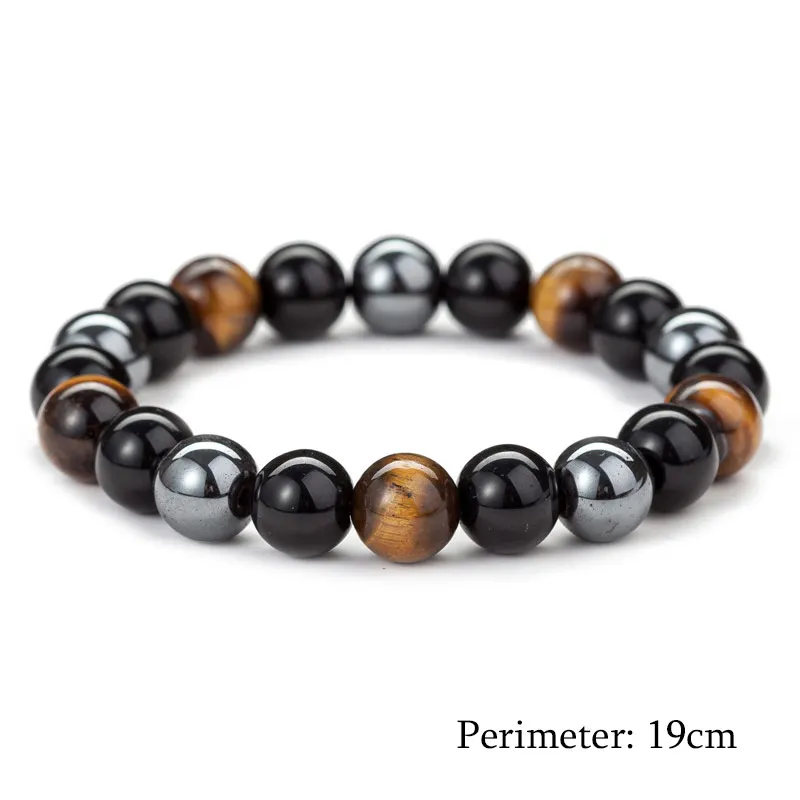 Adjustable Natural Stone Bracelets Tiger Eye Beaded Hematite Stone Elastic About8mm/10mm Beads Strand Wrap Buddha Bracelet 1PC