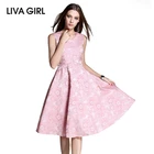 Save 24.56 on LIVA GIRL Women'S Dress Casual Elegant Pink Blue Sleeveless A-line Dresses 2017 New Summer Dress Prints V-neck Plus size