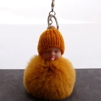 

New cute sleeping baby hair ball key ring pendant pacifier doll plush pendant fashion bag auto parts