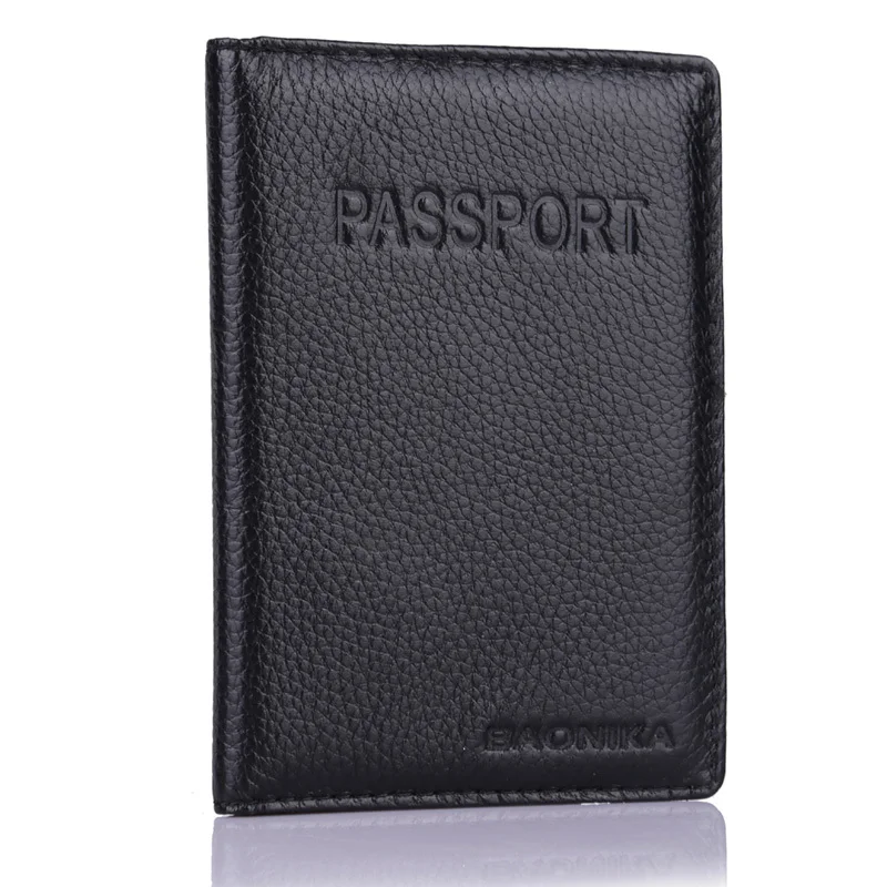 Newest Travel Passport Holder Women& Men Fashion Genuine Leather Passport Wallet Cover ID Card Bag Protective Sleeve,YC959 - Цвет: Черный