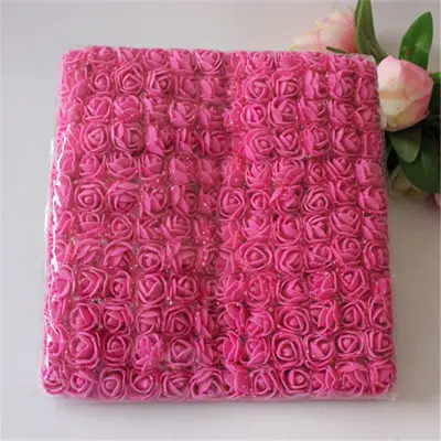 rose red 144 шт., 2 см, мини искусственный кружевной цветок из пенопласта для свадьбы, дома, украшения для самодельного изготовления, венок, Подарочный декор, искусственный цветок, скрапбукинг - Цвет: rose red