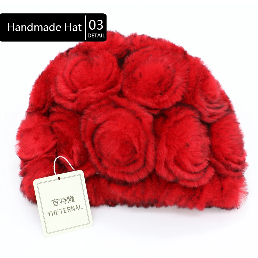 YHETERNAL Роскошные осенне-зимние женские настоящие вязаные шапки из кроличьего меха ручной работы женские теплые шапки женские шапки головные уборы