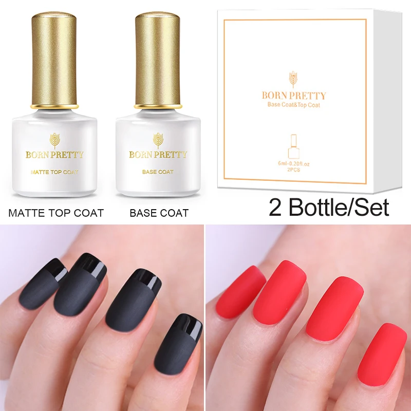 BORN PRETTY Base Top Coat Gel Nail Polish 6ml Matte Gel Gel Varnish Manicure Reinforcement Gel Peel Off Varnishe Nail Art Design - Цвет: Set 7