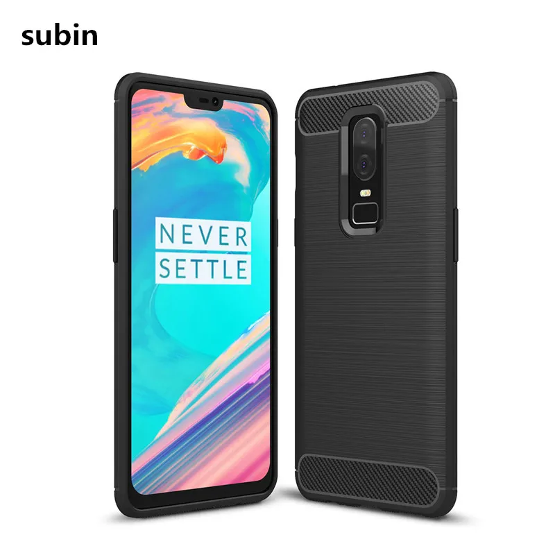 Best For OnePlus 6 Cases Cover Carbon Fiber Texture Brushed Soft Silicone TPU Back Cover for One Plus 6 Six 6.28 inch