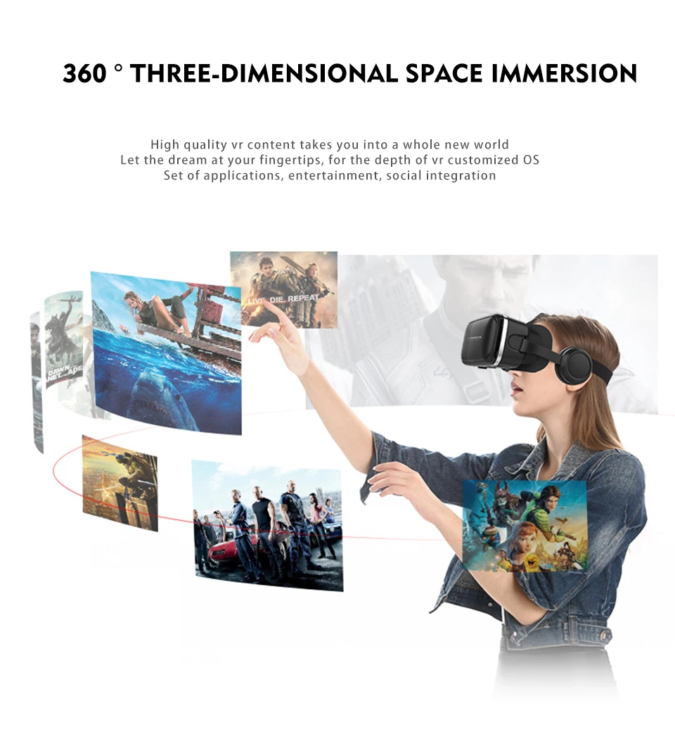 Очки виртуальной реальности Shinecon 6,0 3D очки стерео VR гарнитура шлем виртуальной реальности смартфон 3D очки с наушниками