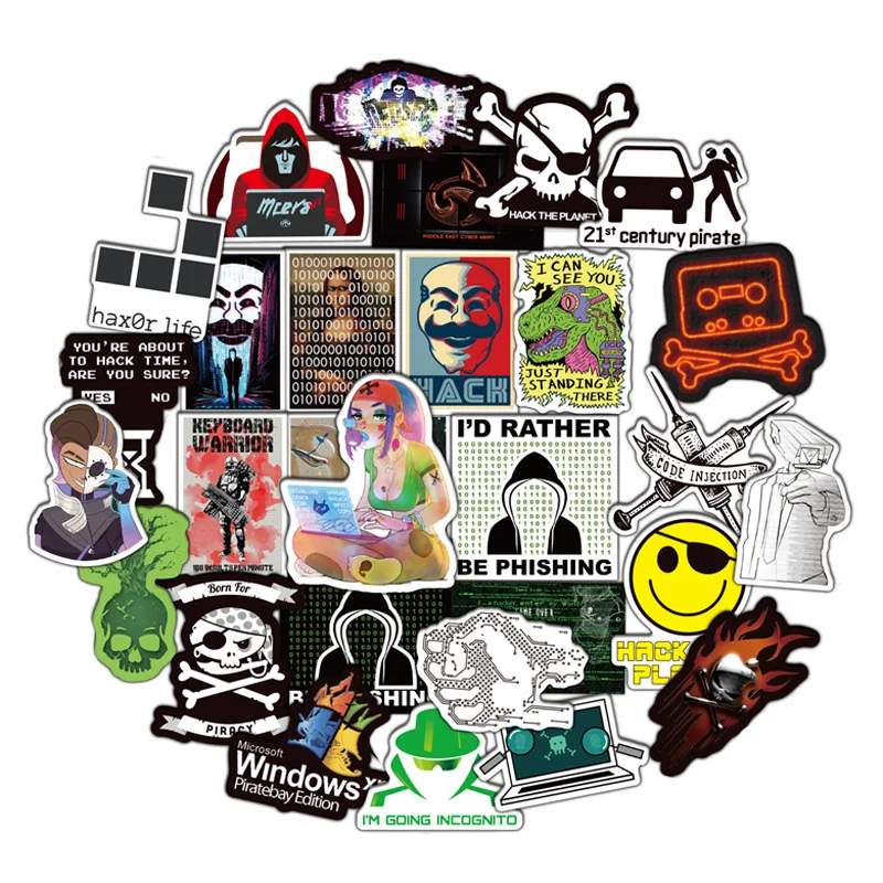 

50 Pcs/Set Hacker Graffiti Stickers Programming Sticker For Luggage Laptop Notebook Refrigerator Car Motorcycle Toy Phone