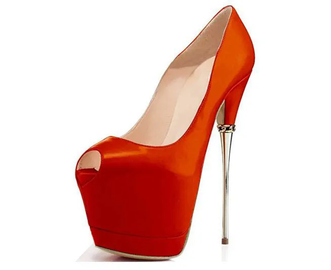 Оригинальное предназначение; женские туфли-лодочки; модные туфли-лодочки с открытым носком на металлической шпильке; Цвет черный, розовый, красный; женская обувь; большие размеры США 4-15 - Цвет: YDN2522