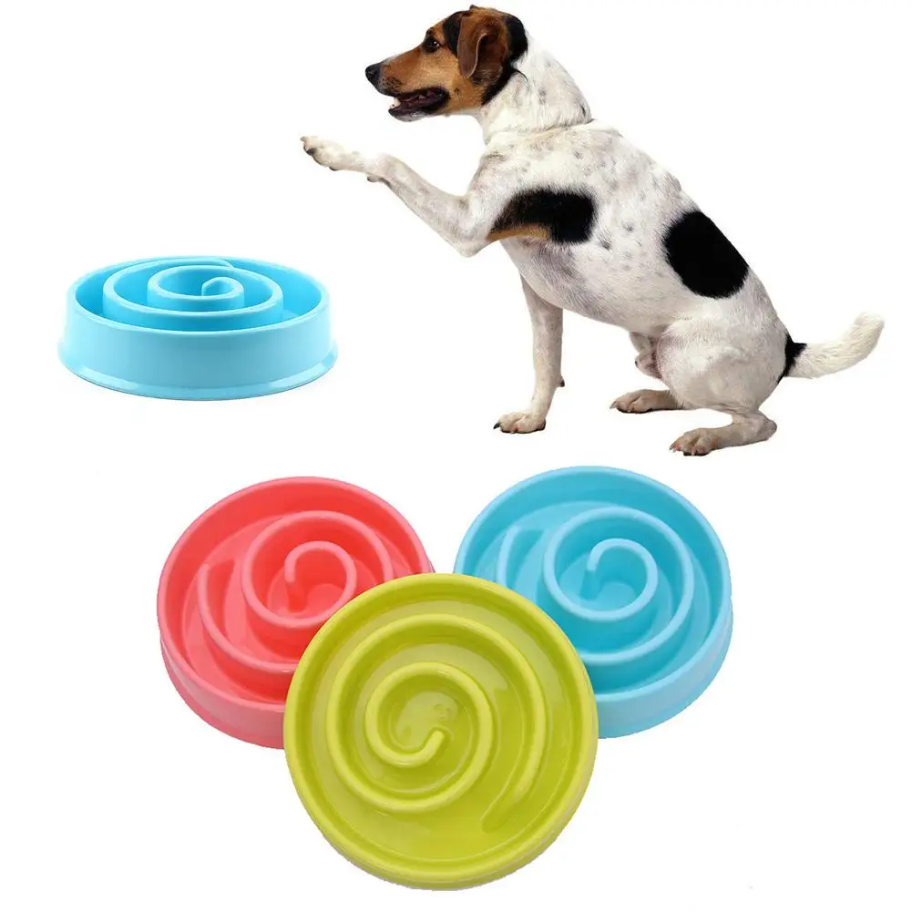 

Anti Choke Pet Dog Plastic Bowl Interactive Slow Feeding Food Feeder Health Dish