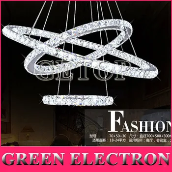 

Free Style Modern Minimalist Three Rings LED K9 Crystal Chandelier Creative Circle Crystal Lamp for Living Room Bedroom Lighting