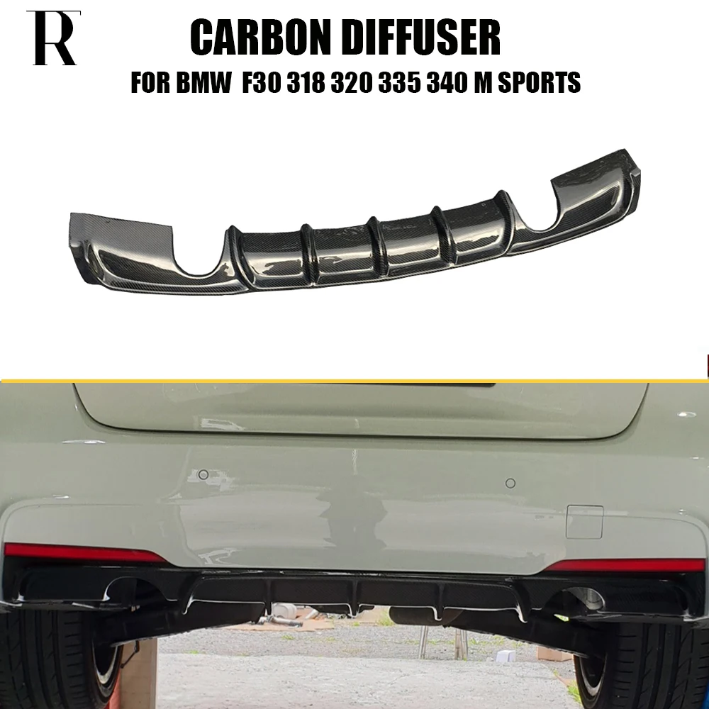 F30 Dual Exhaust Style Carbon Fiber Rear Bumper Diffuser For Bmw F30 318 3 335 340 With M Package M Sports Bumper 12 18 Bumpers Aliexpress